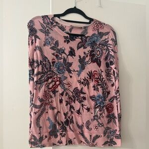 LOFT Pink Floral Sweatshirt